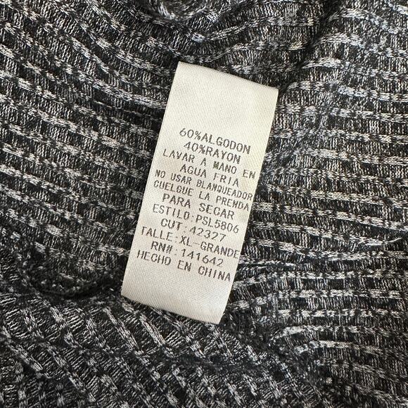 She + Sky Cardigan Sweater WMNS XL Gray/Black Marled Open Fron Tunic Ribbed - Picture 8 of 8